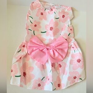 Pink and White Dog Dress With Accessory Bow